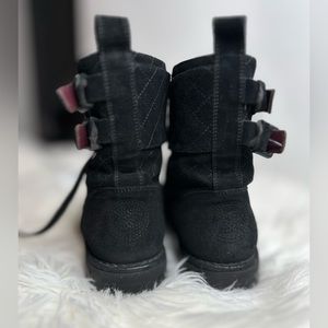 100% Authentic Chanel Quilted Black Suede Combat Boots